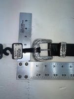 New Black Genuine Leather Double S Pendent 28” Belt #3508501 JJ-118