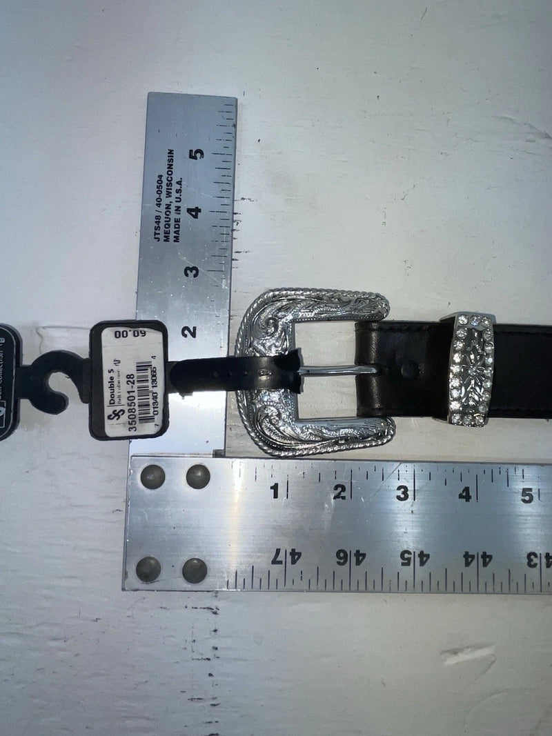 New Black Genuine Leather Double S Pendent 28” Belt #3508501 JJ-118