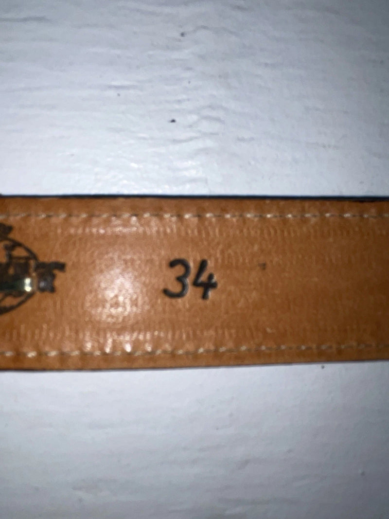 New Brown Genuine Leather Wright Gold Pendent 34” Belt #10484 Z-172