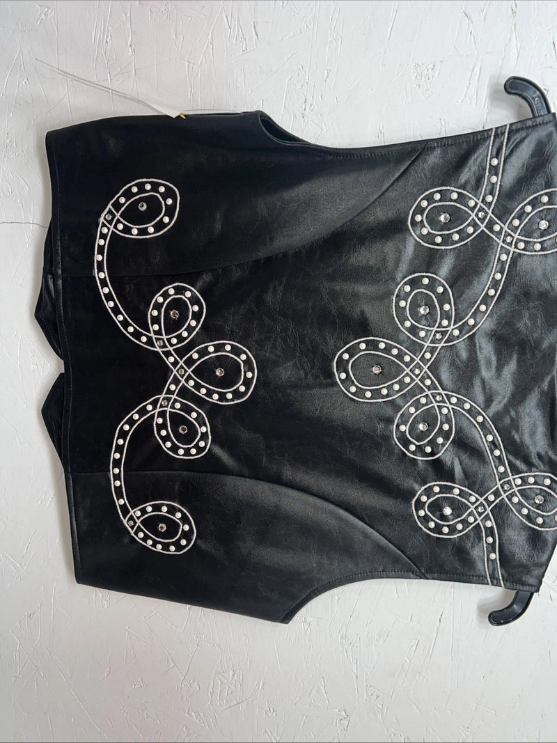 New Women’s Black 1849 Authentic Ranchwear Beaded Western Show Vest Medium WW-81