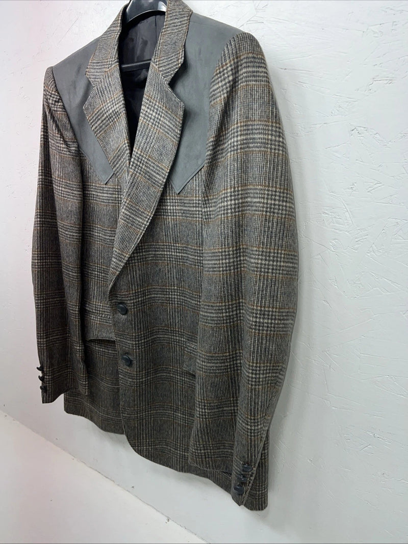 New Men’s HbarC California Ranchwear Grey Plaid Suit Jacket 42R #14753 AA-605