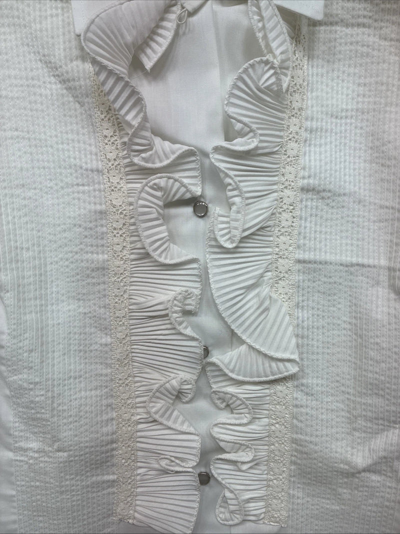 New Women’s Karman White Design Long Sleeve Pearl Snap Size 30 MM-80