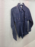 New Kids Tem Tex Blue Jean Long Sleeve Pearl Snap 14 AA-22