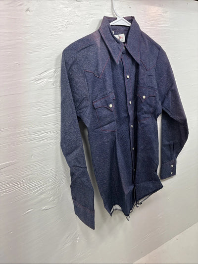 New Kids Tem Tex Blue Jean Long Sleeve Pearl Snap 14 AA-22
