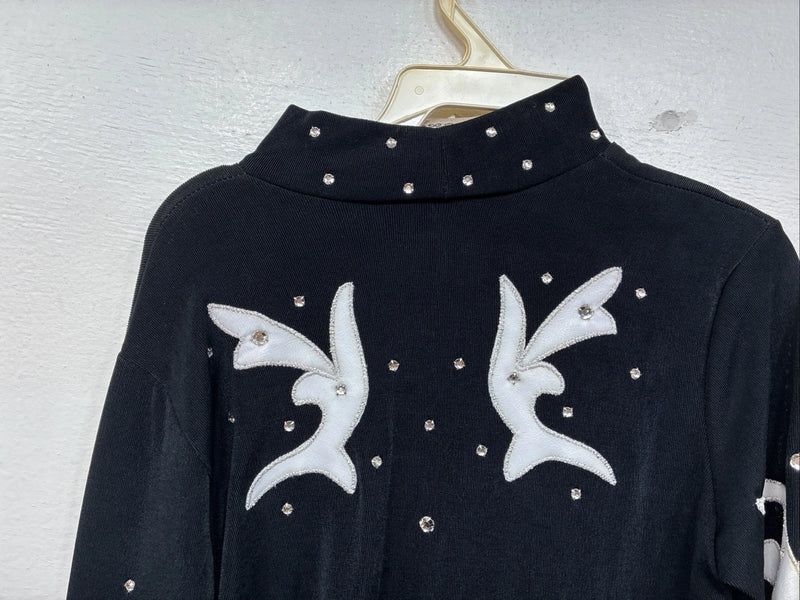 New Kids 1849 RanchWear Black Rhinestone Long Sleeve Size Medium YY-69