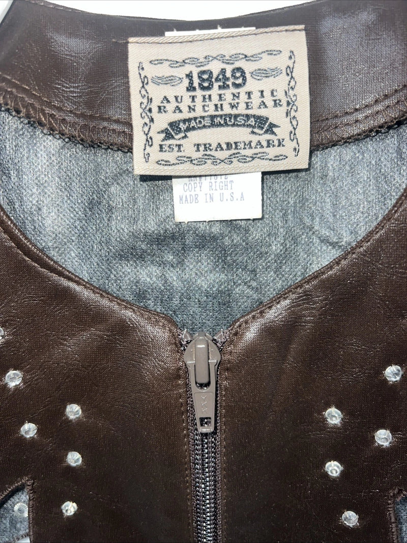 New Women’s Brown 1849 Authentic Ranchwear Show Vest XS G-609