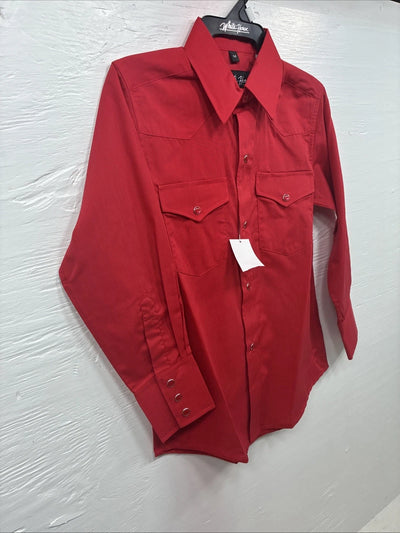 New Kids White Horse Red Long Sleeve Pearl Snap Medium DD-40