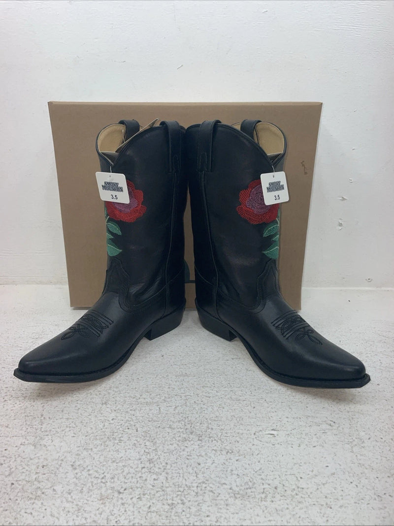 New Youth Black Smoky Mountain Cowboy Boots. 3688 Y 3.5 3 1/2. 22-34