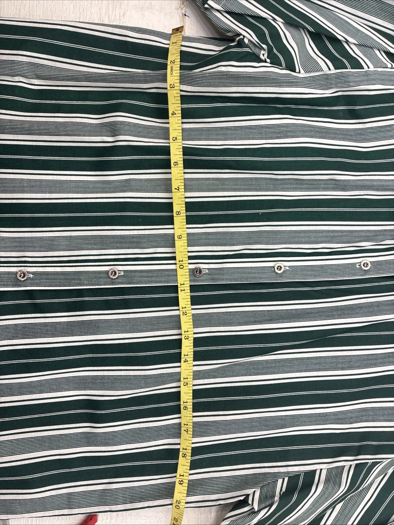 New Men’s Cowboy Threads Green Stripe Short Sleeve Button Up Large DD-43
