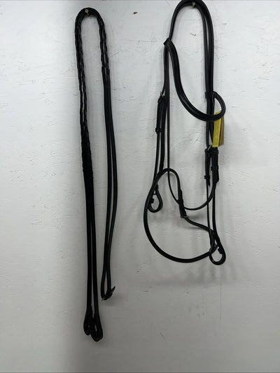 New Silver Fox Black Draft English Snaffle Bridle #20-8555-2 BB-35