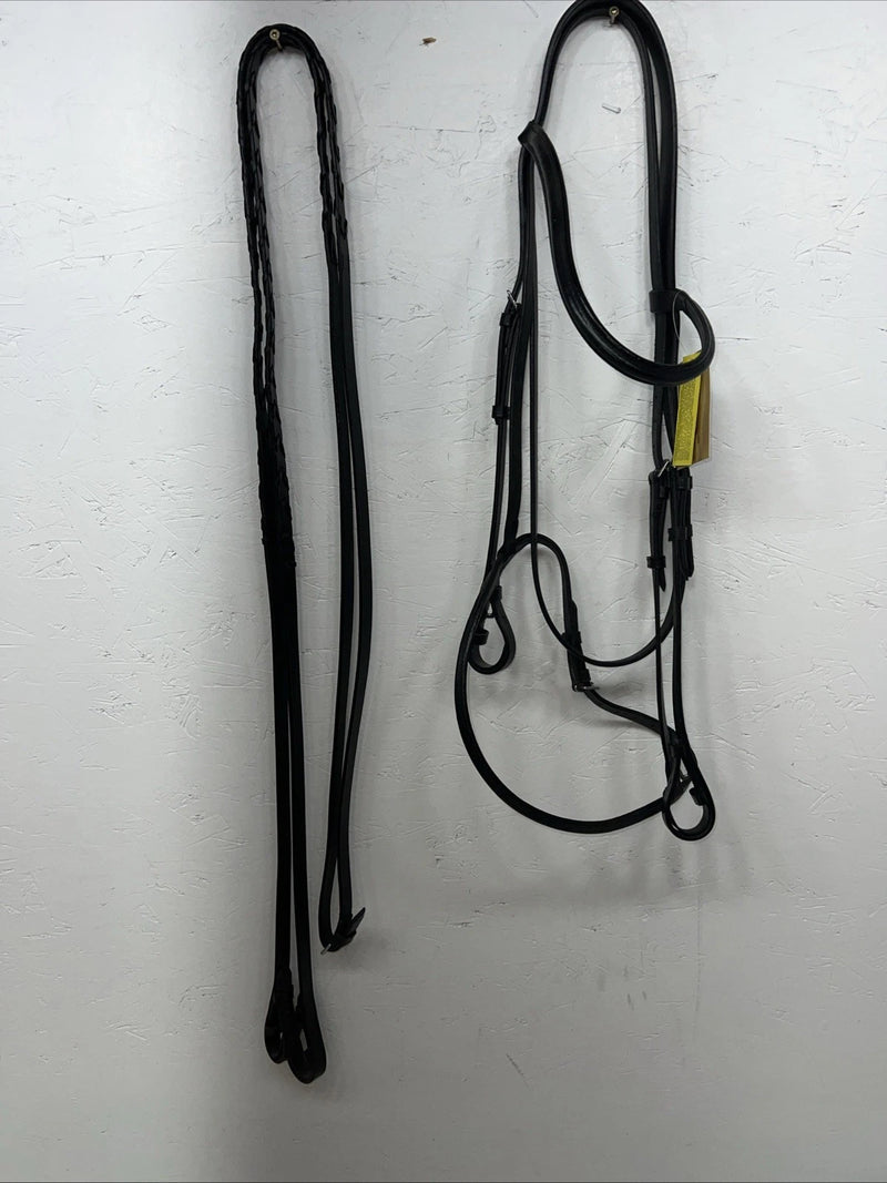 New Silver Fox Black Draft English Snaffle Bridle #20-8555-2 BB-35