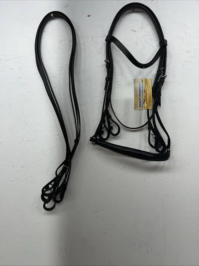 New Silver Fox Black Full Weymouth Show Bridle #20-05677-2-0 BB-36