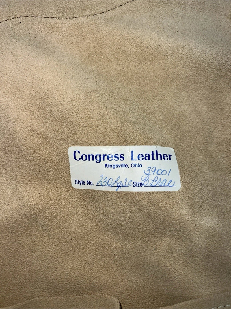 New Tan Congress Leather Show Chaps With Fringe Adjustable Waist 44” L-51