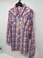 New Women’s Cumberland Purple Plaid Long Sleeve Pearl Snap Large II-101