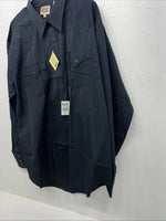 New Men’s Black ELY cattleman Pearl Snap Long Sleeve Shirt. 18.5x36 2XL G-74