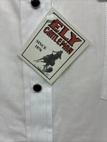 New Men’s ELY Cattleman White Eagle Designed Long Sleeve Pearl Snap Large T-64