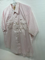 New Men’s ELY Cattleman Pink Stripe Short Sleeve Pearl Snap 19 3XL H-39