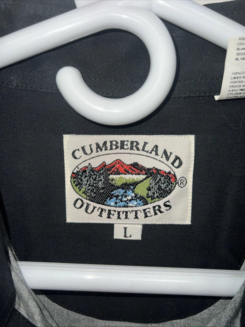 New Men’s Cumberland Outfitters Blue Black Long Sleeve Button Up Shirt L 3B-82