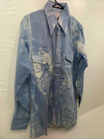 New Men’s ROPER Blue Long Sleeve Button Up 15.5 Medium B-87