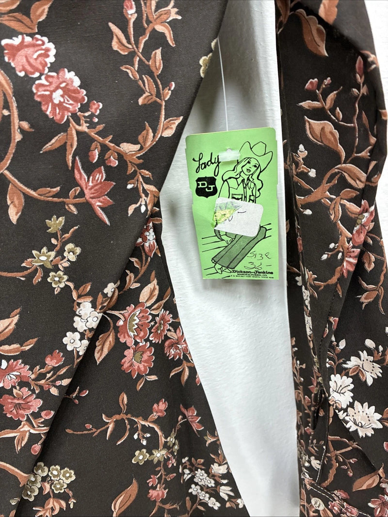 New Women’s Dickson Jenkins Floral Long Sleeve Pearl Snap Size 36 MM-49