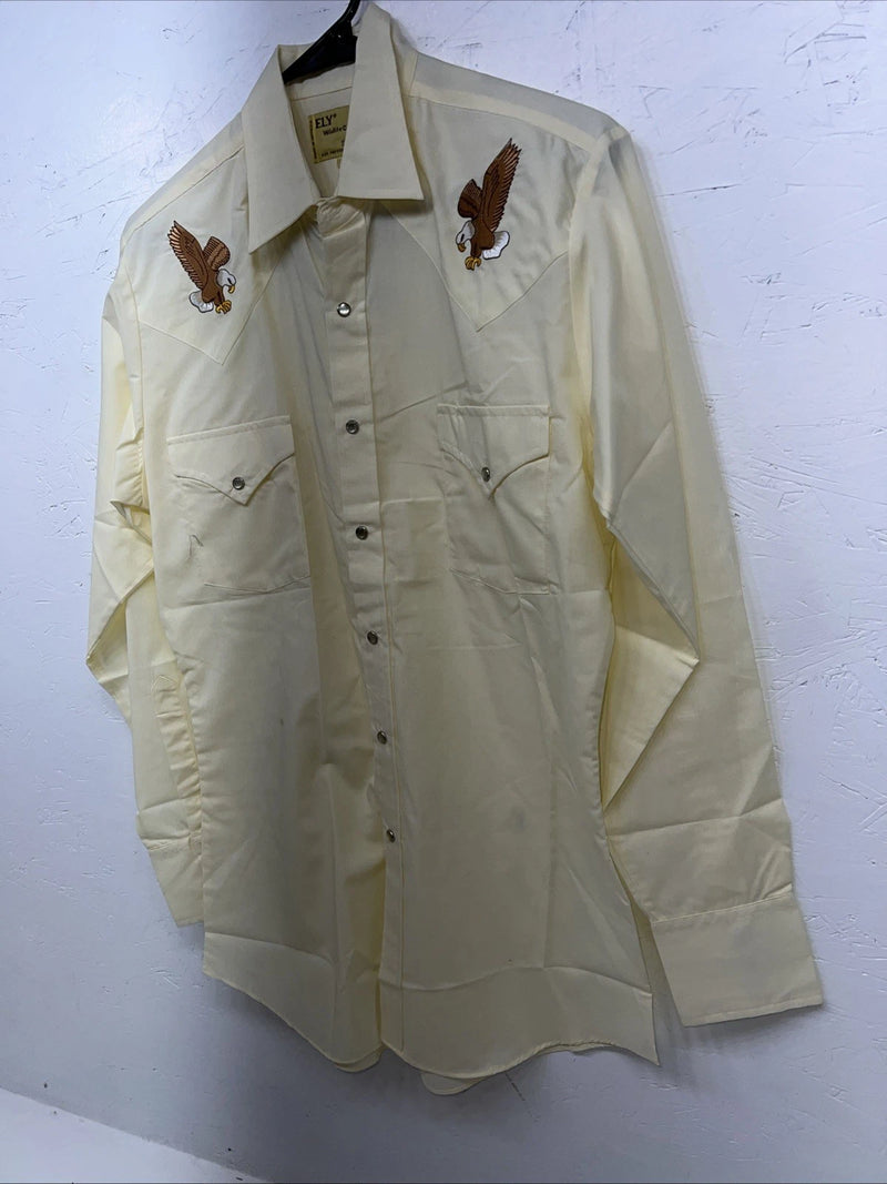 New Men’s Yellow Eagles ELY Pearl Snap Long Sleeve Shirt Small I-26