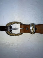 New Brown Genuine Leather Nocona Silver Pendent 28” Belt #G258 JJ-31