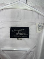 New Men’s White Champion Western Long Shirt. 15.5 X 34 Medium Pearl Snap A-176