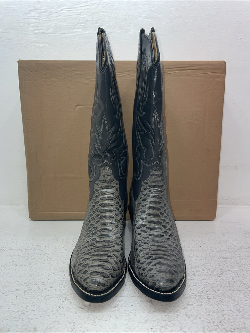 New Men’s Gray Snake Skin Texas Brand Cowboy Boots. 94312-304 9 M. 3-56