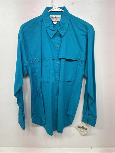 New Women’s San Angelo Blue Long Sleeve Button Up Medium MM-93