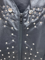 New Women’s 1848 RanchWear Black Rhinestone Sleeveless Vest Zip Up Medium YY-39