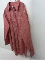 New Men’s Red Plaid Petal Snap Permanent-press Long Sleeve Shirt. 20x35 3XL G-73