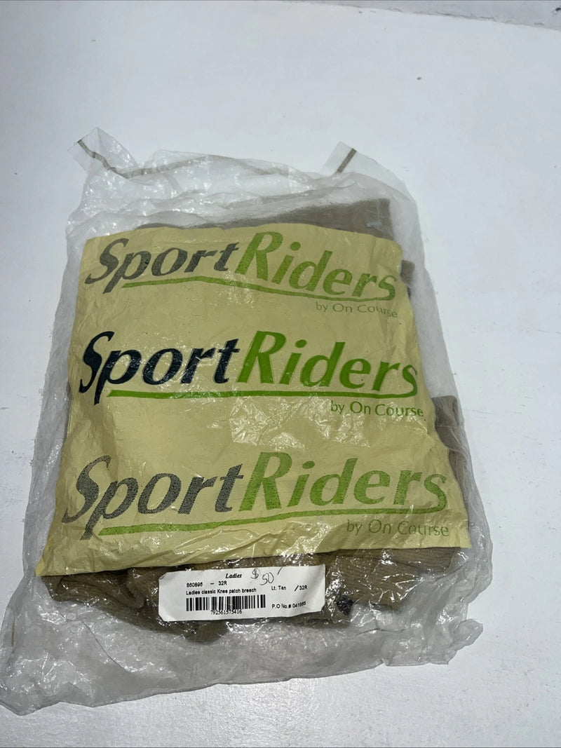 New Women’s Tan Sport Riders Classic Knee Patch Breech. #041656 32-R  A-159