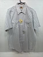 New Men’s ELY Cattleman White Stripe Short Sleeve Pearl Snap XL J-35