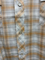 New Youths Karman Orange Gray Plaid Long Sleeve Pearl Snap Size 16 CC-66