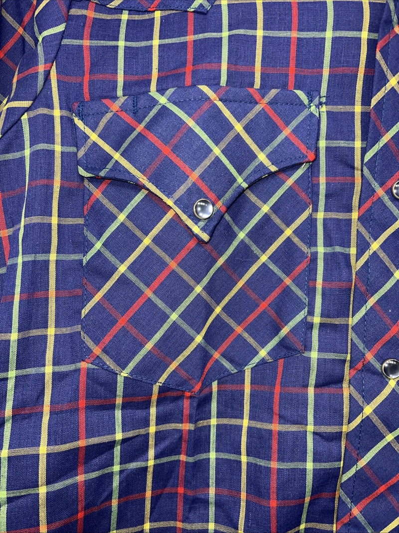 New Men’s Lee Blue Long Sleeve Pearl Snap 14.5 X 33 Small A-188