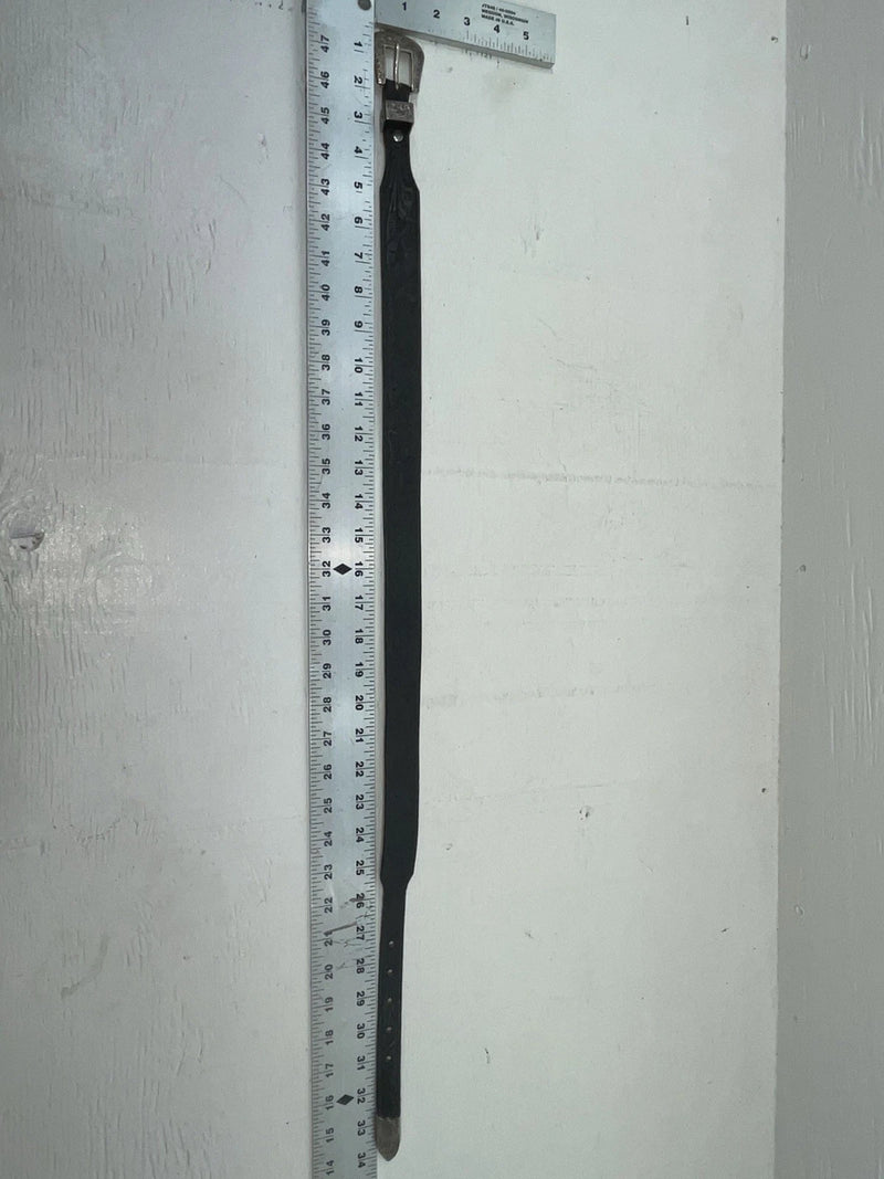 New Black Genuine Leather Tooled 28” Belt #WF502 JJ-115