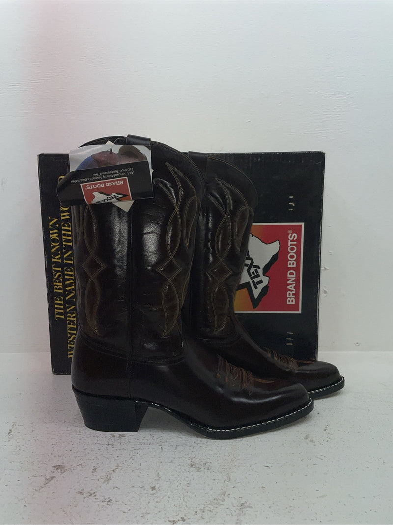 New Men’s Brown Texas Brand Cowboy Boots. 1011 10.5 10 1/2 D. 7-93