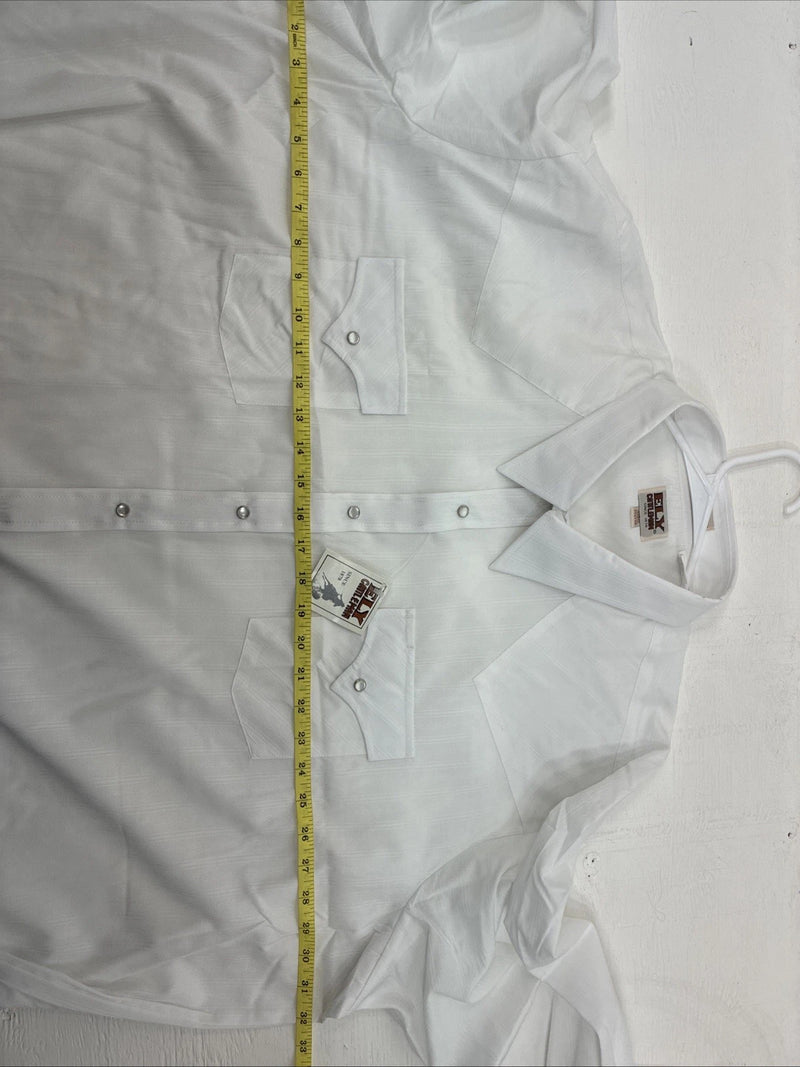 New Men’s ELY Cattleman White Designed Long Sleeve Pearl Snap 20.5 4XL X-106