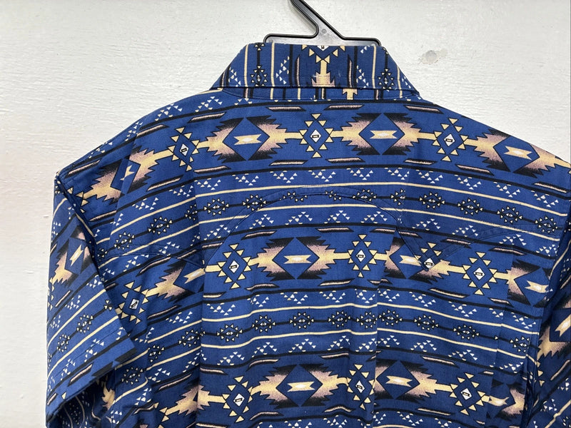 New Women’s Cumberland Blue Dosages Short Sleeve Pearl Snap Large MM-137