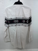 New Men’s Cumberland White Black Design Long Sleeve Pearl Snap Medium K-54
