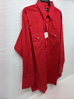 New Men’s White Horse Red Simple Long Sleeve Pearl Snap XL O-59