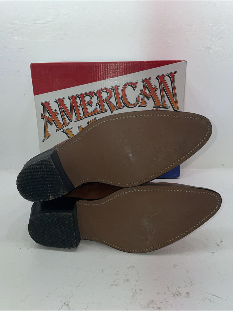 New Men’s Brown American West Cowboy Boots. 1126 14 D. 8-65