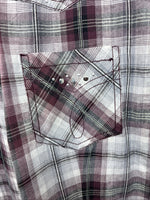 New Women’s Cumberland Purple Plaid Long Sleeve Pearl Snap 2XL KK-78