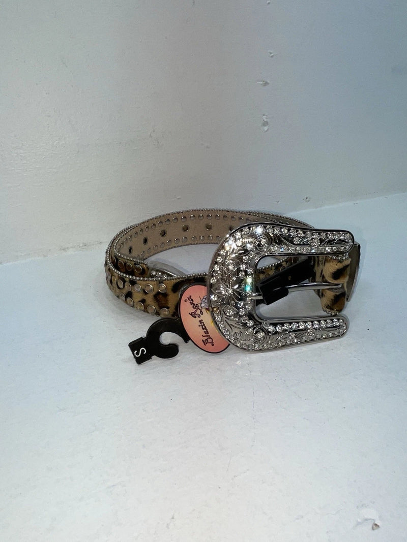 New Leopard Print Genuine Leather Blazin Roxx Bling S Belt #N1330999 Z-51