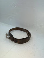 New Brown Genuine Leather Tooled And Silver Pendent 28” Belt #5721 NN-15