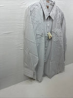 New Men’s ELY Cattleman White Stripe Long Sleeve Pearl Snap 18.5 X 35 2XL F-61