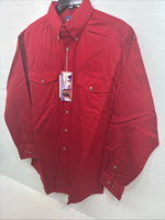 New Men’s Wrangler Red Western Long Sleeve Button Up 16.5 X 34 Large V-61