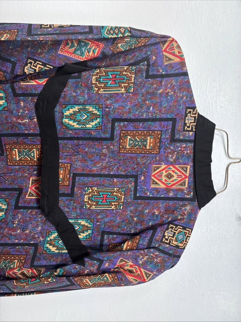 New Women’s Mine & Bills Purple Design Long Sleeve Button Up Medium MM-106