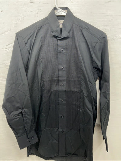 New Classix Black Long Sleeve Button Up English Shirt 13-13.4 XS AA-89