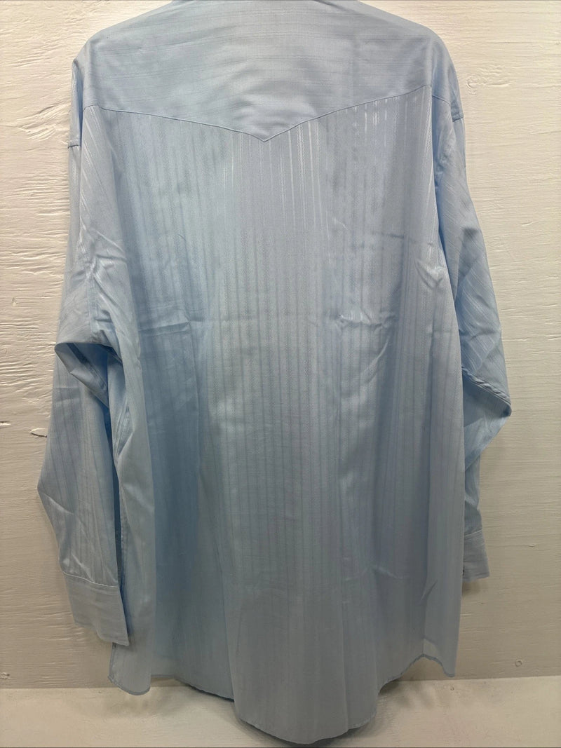 New Men’s Panhandle Slim Blue Stripe Long Sleeve Pearl Snap 2XL H-59